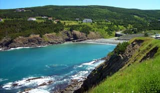 Outer Cove beach and the road in